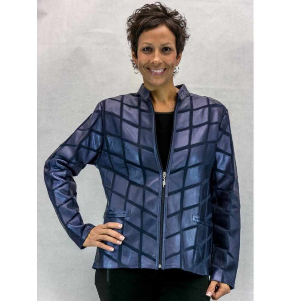 Lamb Leather and Mesh Zip Jacket